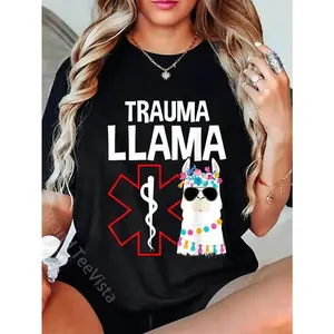 100% Cotton Funny Trauma Llama EMT Medic EMS T-Shirt