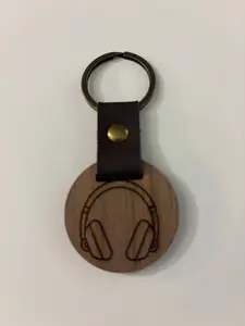 Music Headphones Round Keychain