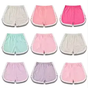 Girls' Cotton Summer Shorts - Comfortable Lightweight Pastel Colors Elastic Waistband Curved Hemline for Everyday Use