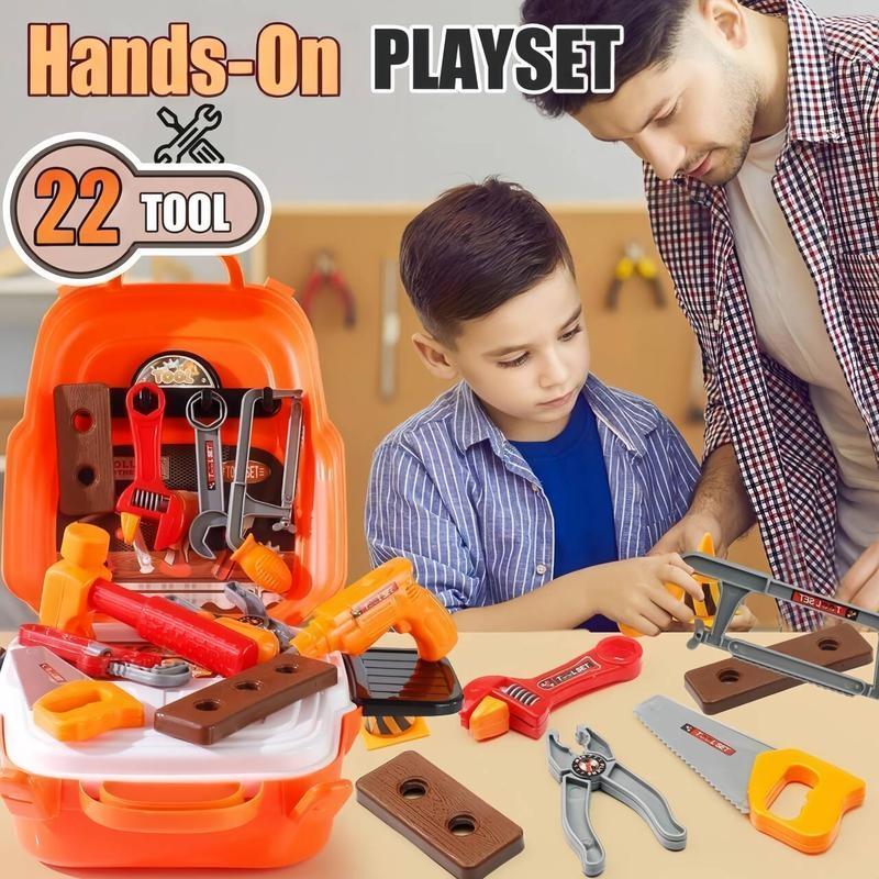 Kids 22PCS Tool Set -Kids Tool Bench,Construction Toy with Toolbox &Electronic Drill, Pretend Play forToddlers Aged 3-7, Birthday Giftfor Boys and Girls 4-6 Years Old Christmas gifts, Halloween gifts