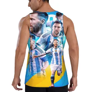 Messi's classic Argentina national team moment full-print vest Summer sports and leisure breathable