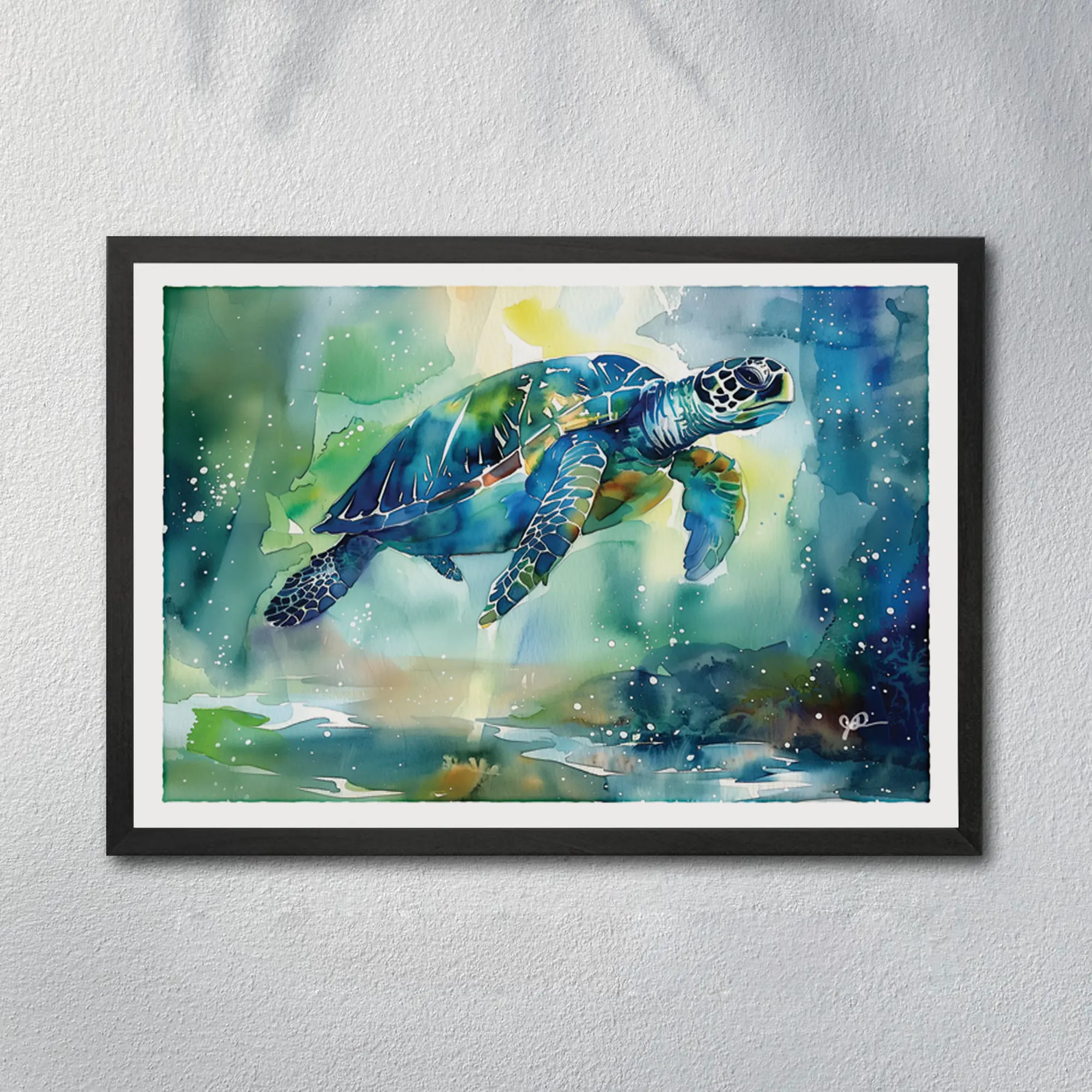 Sea Turtle Poster, Ocean Wildlife Wall Decor, Coastal Beach House Print, Marine Life Nursery Decoration, Beach Gift