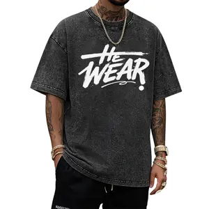 Men's Basic Fashion Vintage Washed Distressed Loose Pure Cotton Short-Sleeve Round Neck Graphic Print Menswear T-Shirt, Casual Streetwear Top, Ideal for Holiday Gifts, Party Celebrations
