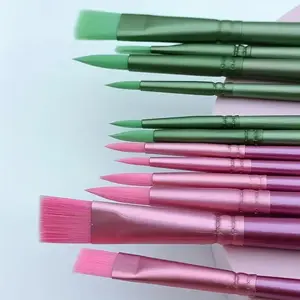 Professional Artist Paint Brush Set, 1 Set Nylon Bristles & Wooden Handle Brush, Round & Flat Tips for Watercolor Painting, Art Students Supplies