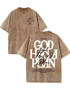 Vintage Washed "God Has a Plan" Double-Sided Print Tee | 230gsm Heavyweight Christian Streetwear, Unisex Wide-Shoulder Fit, High-Quality Cotton Casual Top for Men & Women Oversized Ribbed