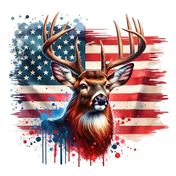 DTF Direct-to-Film Graphic Transfer, American White Tail Deer & American Flag Design, Casual All Ages Nature-Themed DIY Supply for T-Shirts (Toys & Hobbies Specialty DIY Supplies)