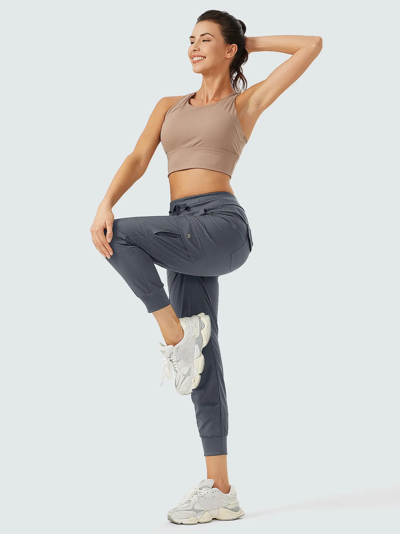 Women's Cargo Jogger Pants Lightweight Quick Dry Drawstring Waist Multi Pockets Hiking Outdoor Casual Work Trousers movement womenswear sporty long grey polyester sweatpants