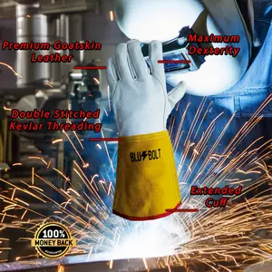 Blu-Bolt Precision TIG Welding Gloves – Premium Goatskin Leather, High Dexterity, Heat-Resistant