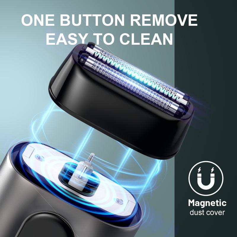 [TikTokShopStockUp]Upgraded Mini Electric Razor, Electric Shaver for Men,Women,Upgraded Foil Shaver with 3 Blade Heads IPX7 Waterproof Wet/Dry LED Display USB Type C Rechargeable FathersDayGift Flexible Floating