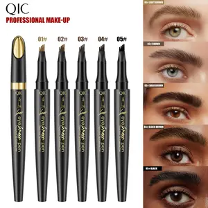 4-Prong Tattoo Brow Pen - All-Day Waterproof Sweatproof Smudge-Proof, Microblading-Inspired Hair Strokes for Natural Defined Brows, Beginner On-The-Go Touch Up