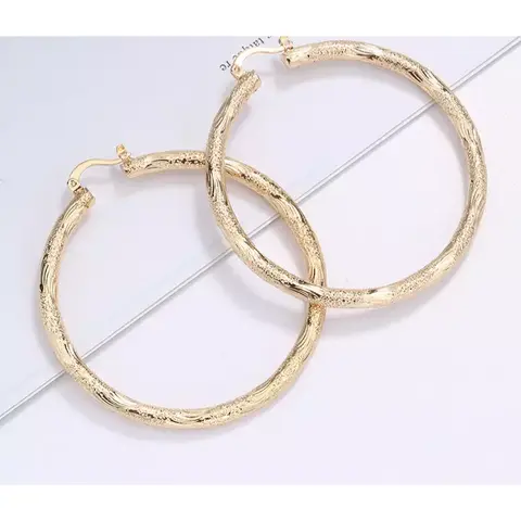 18-Karat Real Gold Filled Layered Round Earrings Hoops #13, Elegant Luxe Shiny Metal Statement Style Earrings, Daily Wear Fashion Costume Jewelry Accessories