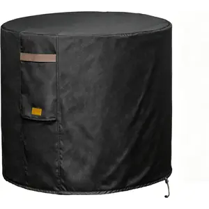 Heavy Duty Fade Resistant  Round Air Conditioner Cover for Outside AC Units 34" Dia x 30" H Black