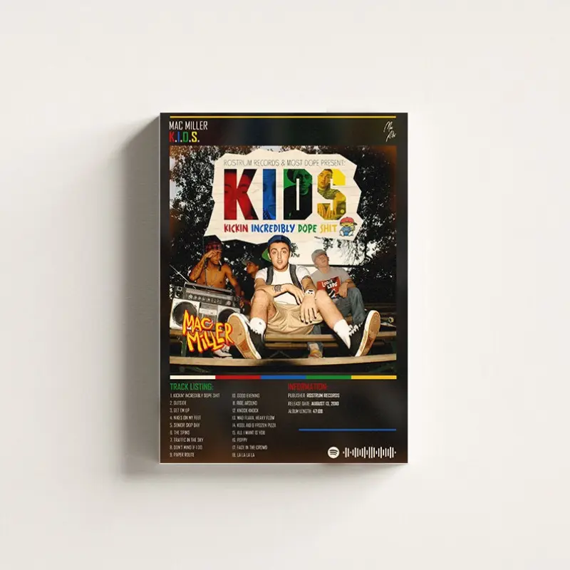 MAC MILLER - K.I.D.S Music Album - Music Print - Vintage Poster - Album Cover Poster - Wall Art - Gifts for him, Decoration, Home Decor