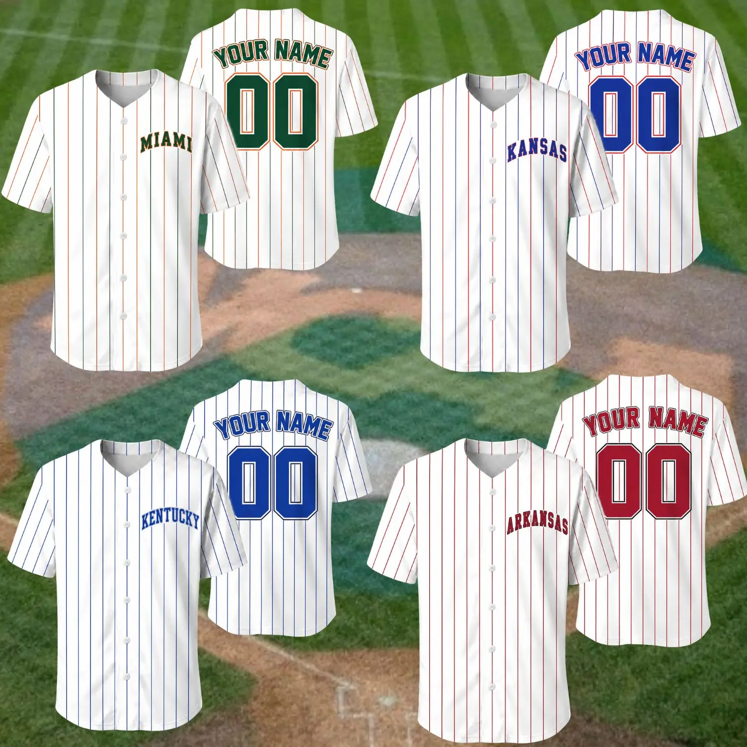 Custom Personalized Baseball Jersey Name Number Button Down Shirt White Pinstripe Athletic Sports Uniform Breathable Performance Baseball Apparel Game Day Fan Gift Custom Baseball Shirt for Men Women Adult Youth