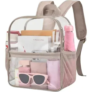 Stadium Approved 12 x 6 x 11 inch Small Transparent Waterproof PVC Backpack with Adjustable Straps for Concerts Sports Events Festivals Travel for Women Men