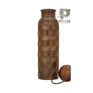 Copper Water Bottle Pure Copper for Drinking  Drinkware Portable Tumbler Washable copper water Lid Metal Stylish Bottled Reusable Antique Cup Mug
