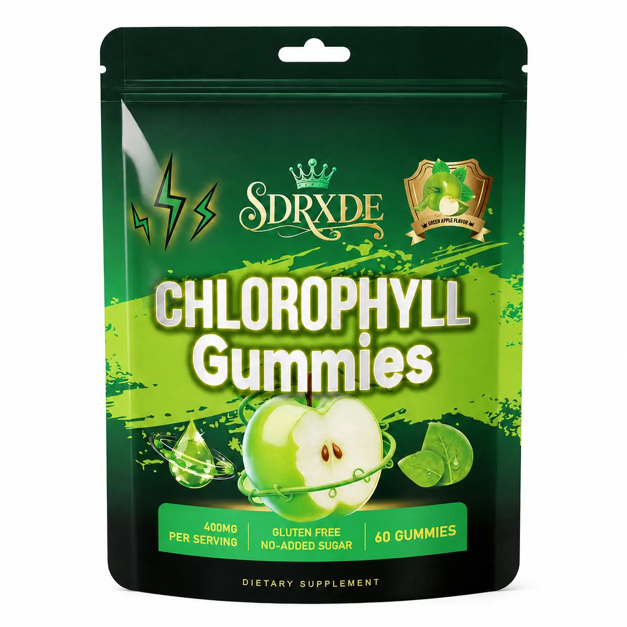 SDRXDE Green Apple Chlorophyll Flower Gummies | Vegan Pectin Chews
