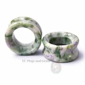 Peace Jade Tunnel Stone Ear Gauges, Fashion Body Jewelry Gauges for Piercing Accessories