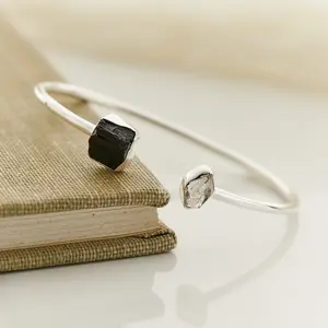 Black Tourmaline Herkimer Diamond Bracelet