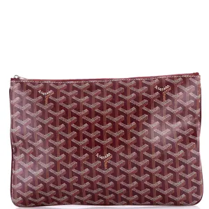 Pre-owned Goyard Canvas Coated Small Leather Goods Senat Zip Pouch Coated Canvas MM by Rebag