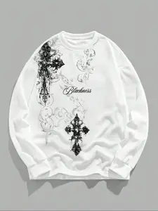 Round Neck Lazy Casual Fashion Pullover, Heart Pattern Long Sleeve Fitted Sweater, Fall & Winter Style, Sweatshirts, Women's Clothing