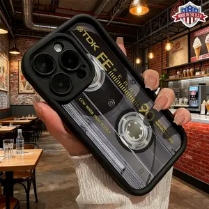 Vintage Cassette Tape Retro Music Pattern Design Case for iPhone 17 16 15 14 Pro Max 13 12 11 XR XS Plus Air Slim Lightweight Shockproof Anti Drop Protective Durable TPU Cover