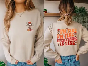 Anxiety Inside Out Sweatshirt, Inside Out Character Hoodie, Emotions Two Sided Shirt, I’m Fine Everything is Fine, Inside Out Anxiety Gift Loose Fit Print Tops