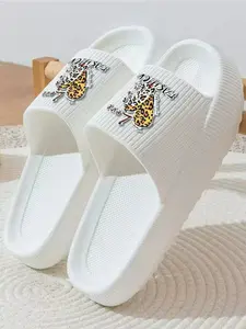 Trendy Leopard Heart Slides, Lightweight Waterproof Eva Slippers, Comfortable Daily Wear Flat Sandals, Stylish and Durable Footwear