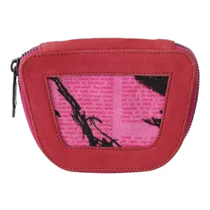 PINKO Pink Suede Printed Coin Holder Women Fabric Zippered Purse