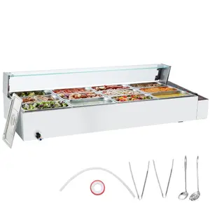 VEVOR 12-Pan Commercial Food Warmer, 12x 5QT Electric Steam Table with Glass Cover, 1700W Countertop Stainless Steel Buffet Bain Marie 86-185F Temp Control for Catering, Restaurants, SilverVEVOR Super Brand Day