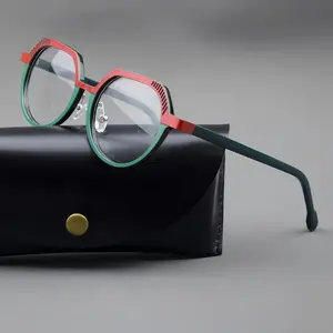 Trendy Colorblock Acetate Metal Reading Glasses Frames Unisex Fashion Reader Women Men Eyeglass Frames