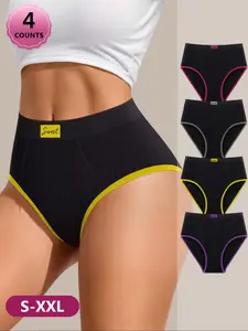 Morelect Women's Seamless Underwear Set, 4-Pack Colorblock Comfortable Fit, High-Quality Printed Skin-Friendly Triangle Pants