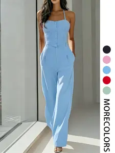 Spring Summer New Women's Fashion Solid Color Two-Piece Set Suits Vest Top Long Pants, Versatile Casual, Stylish and Comfortable