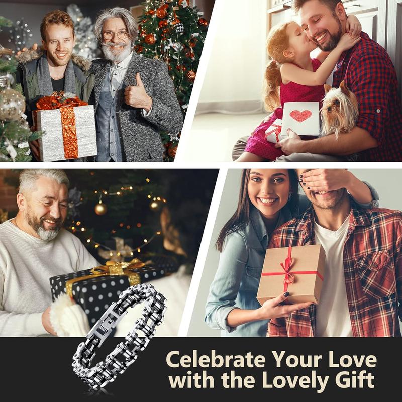 Mens Bikers Bracelet Stainless Steel Motorcycle Bike Chain Bracelets 8.4 Inch