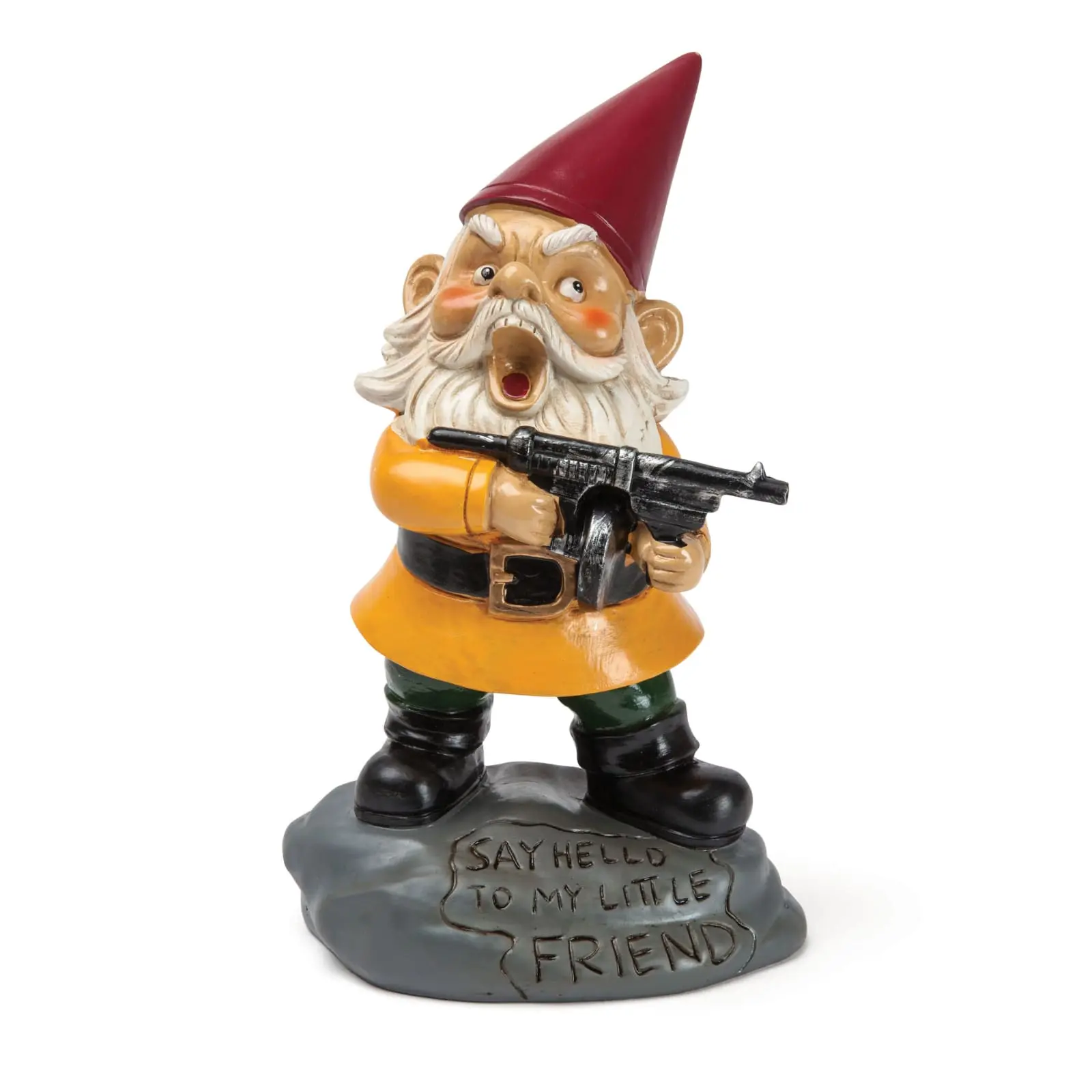 BigMouth The Angry Little Garden Gnome — Funny Tough-Guy Gnome Statue with Red Hat & Orange Outfit, Outdoor Lawn Ornament for Yard & Garden Decor, Gag Gift for Gnome Collectors