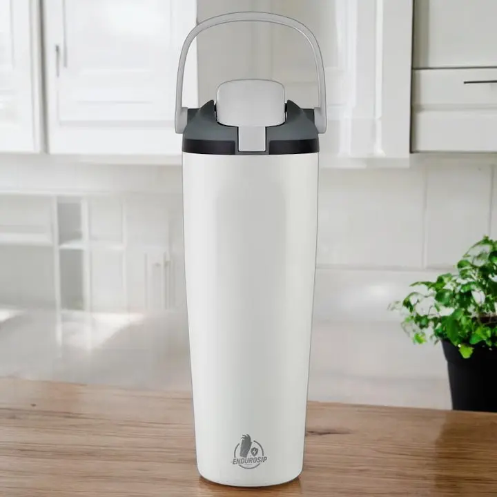 EnduroSip 30 oz Handheld Stainless Steel Tumbler Drinkware - Lock Lid, Handle, Straw, Vacuum Flask, Flasks