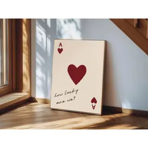 Playing Card  Print: How Lucky Are We, Hand Drawn Bedroom Art