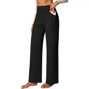 Wide Leg Yoga Dress Pants for Women with Pockets Stretch Work Pants Women High Waisted Business Casual Trousers Slacks