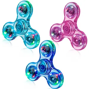 001 ZC 3 Pack Fidget Spinners, Led Light Up Fidget Spinner, Crystal Finger Toy Gift for Children, Stress Reduction and Anxiety Relief Hand Spinner