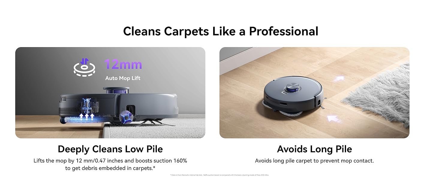 NARWAL Freo Z10 Ultra Robot Vacuum and Mop Combo, Dual RGB Cameras and Chips, AI Avoidance, 8N Corner to Edge Deep Cleaning, Dry-Wet Separation, 18000Pa, Hot Water Wash & Self-Emptying, Gray