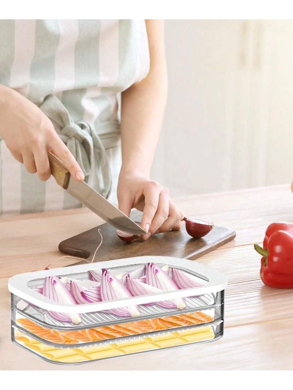 Deli Meat Container For Fridge,Bacon Lunch Meat Container For Refrigerator Stackable 3 Layers Food Storage Boxes With Lid For ColdCuts, Salami, Deli, Meal Prep Containers,18.60z,3Pack