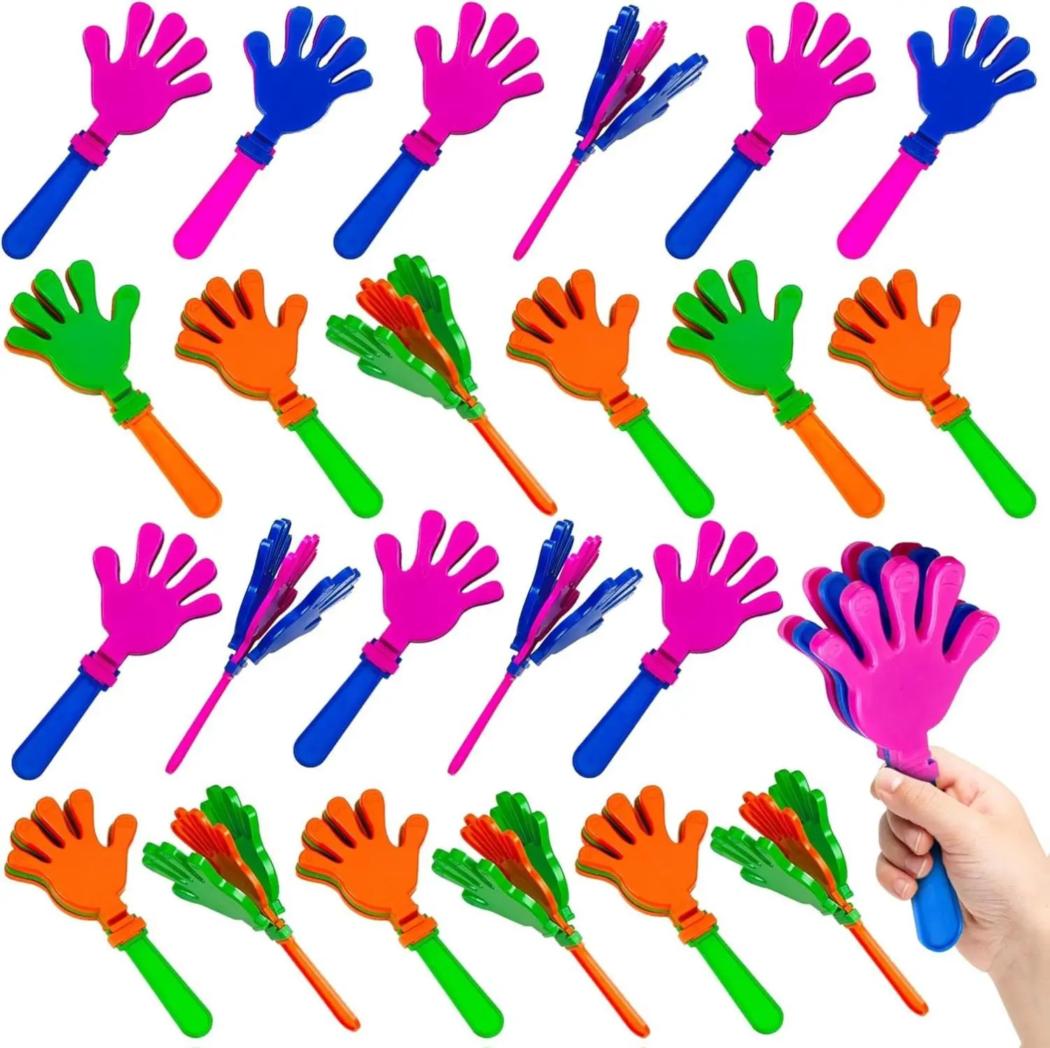 Colorful Hand Clappers - 24 Pack - 7" Noisemakers for Ultimate Party Fun - Sporting Spectacles, Birthday Extravaganzas, and Graduation Celebrations