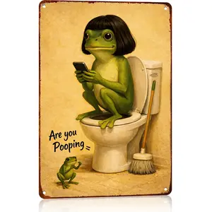 Whimsical Frog Wall Art Funny Frog Portrait Metal Aluminum Sign Vintage Style Home Decor 8x12 Inch Durable High Quality Aluminum Easy to Hang Pre Drilled Holes