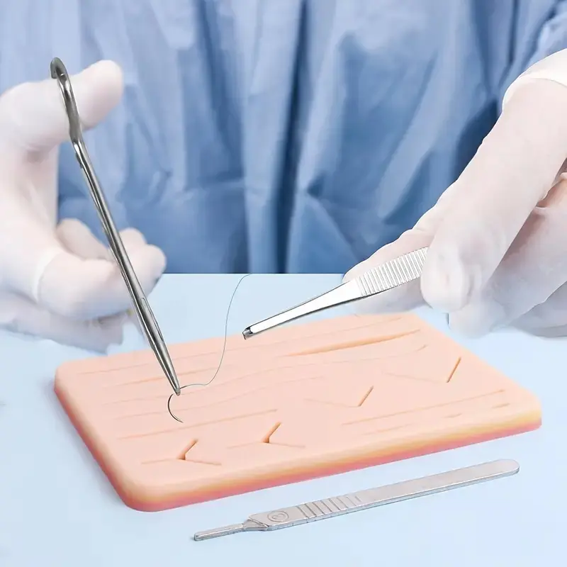 Upgraded Suture Practice Pad with 3-Layer Silicone, 14 Wounds, Embedded Anti-Tear Net, Ideal Gift for Medical Students, Perfect Suturing Kit, Medical Training