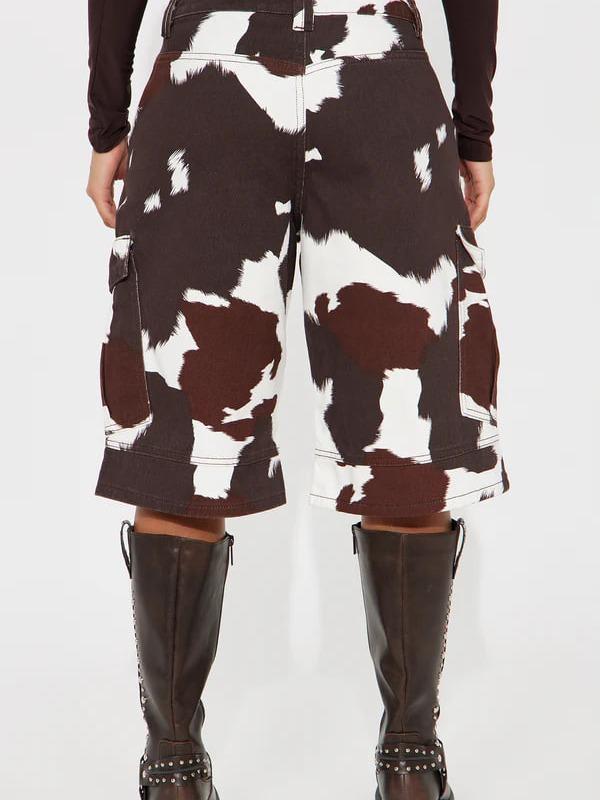 Cheyenne Cargo Denim Jorts - Brown/combo