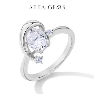 Women's 1.5CT D Color VVS1 Oval Cut Synthetic Moissanite Ring, Special Style Fashion Engagement Ring, Fine Jewelry for Birthday Gifts R131, Fashion Engagement Rings summerwins,summerwins