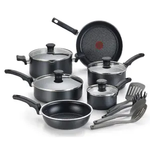 T-fal Comfort Titanium Nonstick Cookware, 14 piece Set, Black