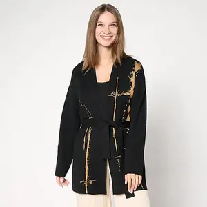 MarlaWynne WynneCollection Refined Knit Wrapped Cardigan with Belt