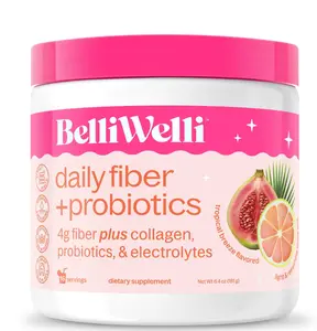 BelliWelli Daily Fiber Supplement with Probiotics, Electrolytes, and Collagen - Tropical Breeze, 6.4 oz
