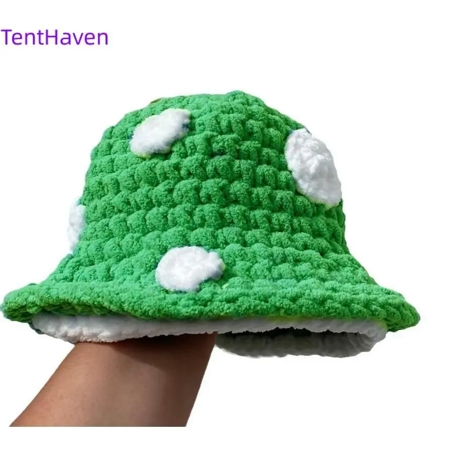 Women's 2026 Trendy Handmade Mushroom Design Cotton Crochet Knit Beanie - All Seasons, One Size Fits All Adult Sports & Outdoor Hat for Warm, Comfortable Casual Outfits